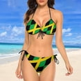 thumbnail image 4 of NICKSUN Women's Jamaica Flag Print Bikini Set, 2 Piece Swimsuits String Halter Triangle Bathing Suits, 4 of 6