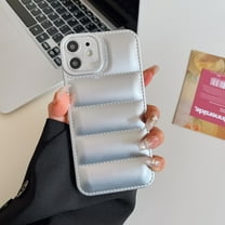 for iPhone 11 Down Jacket Case, Fashion Shockproof Liquid Silicone Puffer Cover, Corners Portection Soft Flexible TPU Phone Case for iPhone 11 6.1 inch, Silver