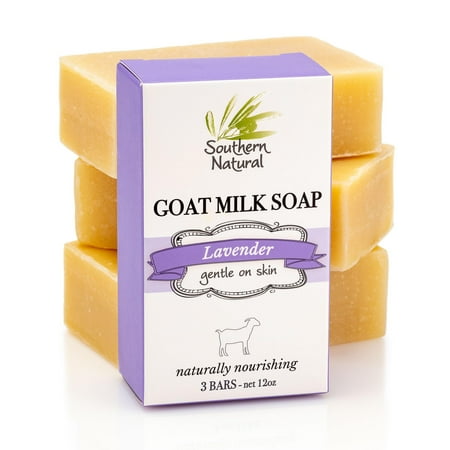Southern Natural Goat Milk Soap Bar - Lavender 3 Pack - Gentle For Dry, Sensitive Skin. Natural Handmade Soap For Women, Men, Kids &Amp; Baby. Great For Face &Amp; Body.