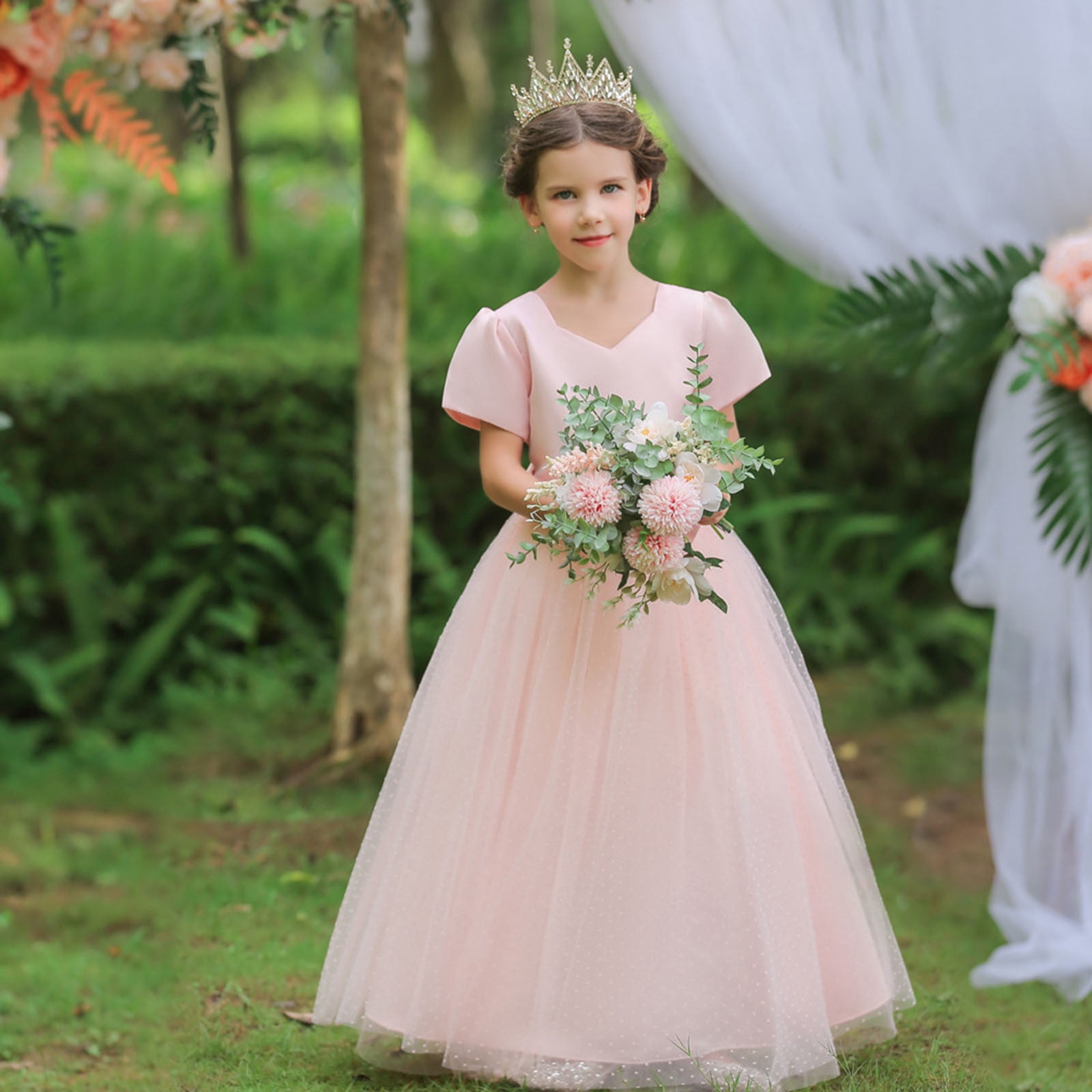 JSCDRPDWL Pink Princess Dress for Girls Little Girls Dress Up Boy Baptism Outfit Baby Clearance Birthday Gifts for Him Baby Girl Clothes Winter Girls, Pink 5-6 Years
