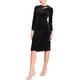 thumbnail image 4 of Vestido de fiesta de corte para mujer INSPIRE CHIC, cuello redondo, manga larga, vestido de terciopelo ajustado, color negro M, 4 of 5