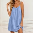 thumbnail image 5 of Backless Cami Dress for Women Linen Open Back House Lounge Loose Dresses Spaghetti Strap Summer Beach Flowy Sundress, 5 of 7