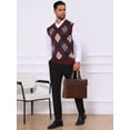 thumbnail image 2 of DARING DIVA Men's Casual Knit Sleeveless V-Neck Plaid Argyle Sweater Vest M Burgundy, 2 of 7