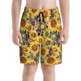 thumbnail image 2 of Cauagu Sunflowers Vintage Print Swim Trunks for Men,Youth Boys Swim Shorts Compression Liner Beach Shorts Boys' Swimming Shorts 7-20 Years Bathing Suit-Small, 2 of 7