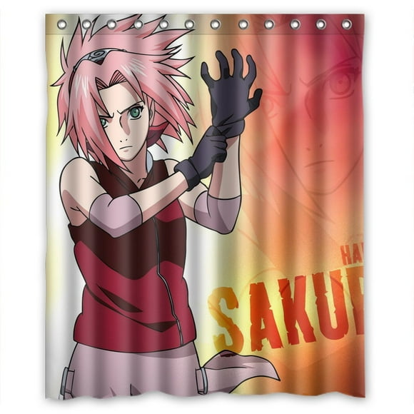 TOUXIHAA Naruto Sakura Shower Curtain Bathroom Curtain Set with Hooks Size 60x72 inches