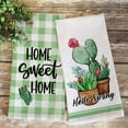 thumbnail image 2 of JOOCAR Hello Spring Green Plant Cactus Polyester Drying Kitchen Towels 16"x27.5" Set of 2, 2 of 5