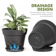 thumbnail image 4 of 5 Inch Plastic Plant Pots with Drainage Holes and Trays – 6 Pack Small Nursery Pots for Indoor & Outdoor House Plants and Flowers, Seedling Starter Planters, Matte Black, 4 of 7
