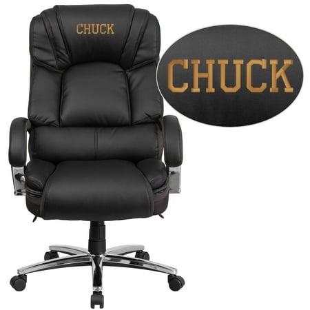 Flash Furniture Personalized HERCULES Series Big & Tall 500 lb. Rated Black LeatherSoft Ergonomic Office Chair with Chrome Base and Arms