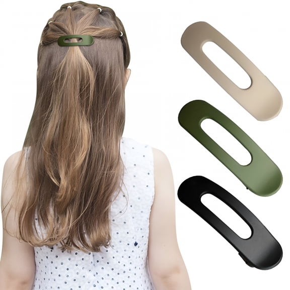 VANIDO 3-Pack Women's Flat Hair Clips - Straight Claw Clips Large Flat Claw Hair Clips Matte Flat Claw Clips Strong Fixing Flat Claws Girls Hair Clips Barrettes Accessories