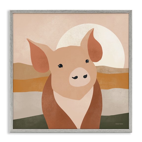 Stupell Industries Rustic Lodge Modern Farmhouse Pig Gray Framed Giclee Art, 24 x 24, by Rachel Nieman