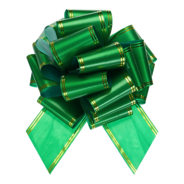 12 pulgadas gran lazo de tirón metálico grande con borde dorado para regalos de boda, verde
