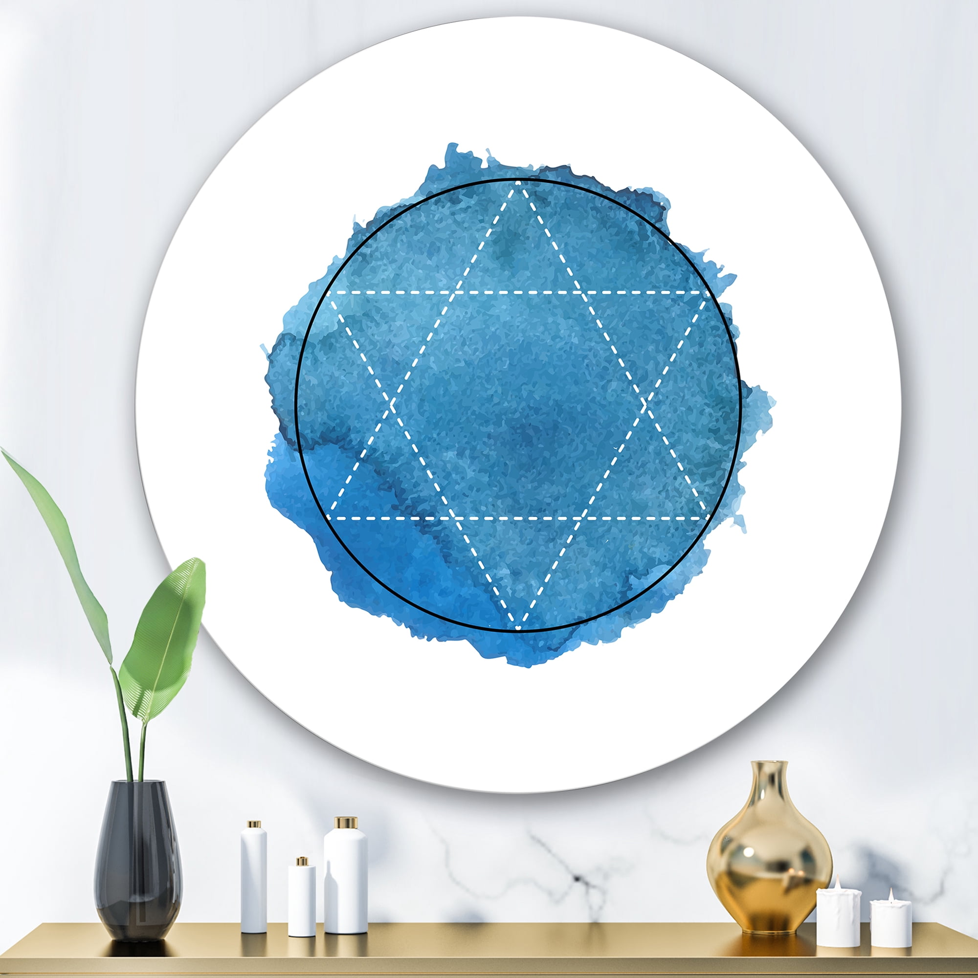 Designart 'Sacred Geometry and Symbol of Alchemy III' Bohemian & Eclectic Circle Metal Wall Art 29x29 - Disc of 29