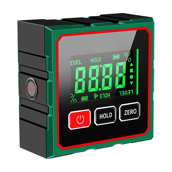 HaoXun Smart Laser Digital Inclinometer with High-Precision Level - 360° Angle Gauge Tool with Magnetic Base, LCD Display & Type-C Charging for Construction, Woodworking, and Automotive Use