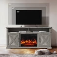 thumbnail image 5 of Electric Fireplace TV Stand for TVs up to 75", Farmhouse Entertainment Center with Fireplace, Grey, 5 of 8