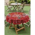 thumbnail image 3 of Outdoor Tablecloth with Umbrella Hole and Zipper, Christmas Elk Round Table Cloth 60 Inch Waterproof Tablecloth, Winter Snowflake Xmas Tree Leaf Red Picnic Table Cover for Patio Camping, 3 of 7