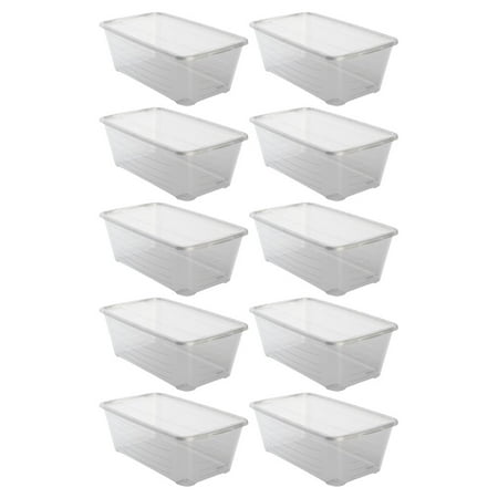 Clear Bead Storage - Life Story SHB-10 6 Quart Clear Shoe Storage Box Stacking Container, 10 Pack