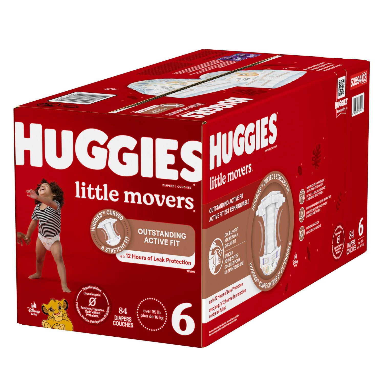Huggies Little Movers Baby Diapers ,Mega colossal pack , Size 6 (35+ lbs), 84 Count