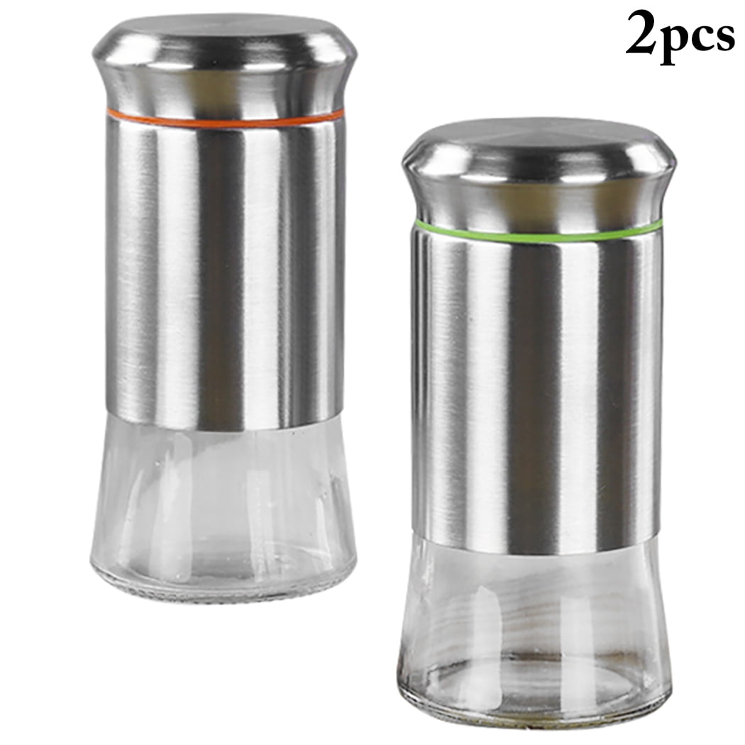 2PCS Stainless Steel Salt Pepper Shaker Portable Home Travel Seasoning Shaker