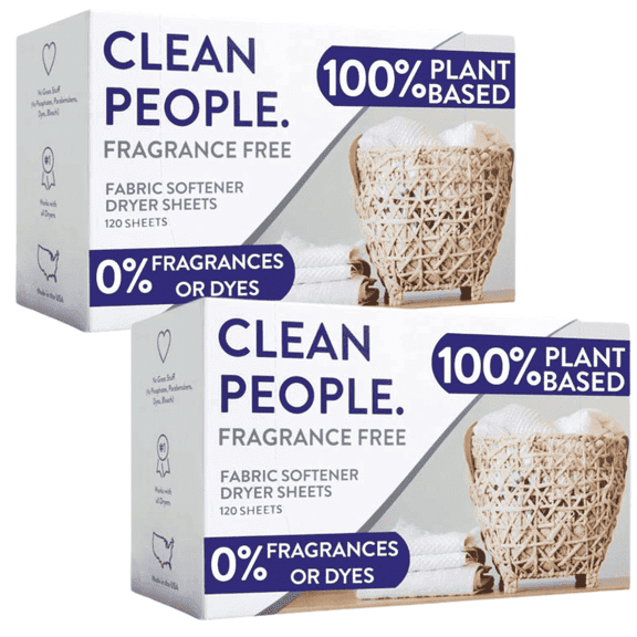 Clean People Fragrance Free Fabric Softener Dryer Sheets - Removes Static Cling - Vegan - 240 Pack