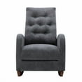 thumbnail image 6 of Upholstered Rocking Sofa Chair with High Tufted Back and Arm, Accent Cushion Glider Chair with Pocket, Lazy Sofa Chair with Wood Base for Balcony Nursery Bedroom, Antique Gray, 6 of 9