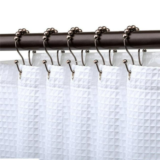 Utopia Alley HK16RB Anneaux de Rideau de Douche à Double Rouleau Résistants à la Rouille pour Salle de Bain, Bronze Huilé - Ensemble de 12