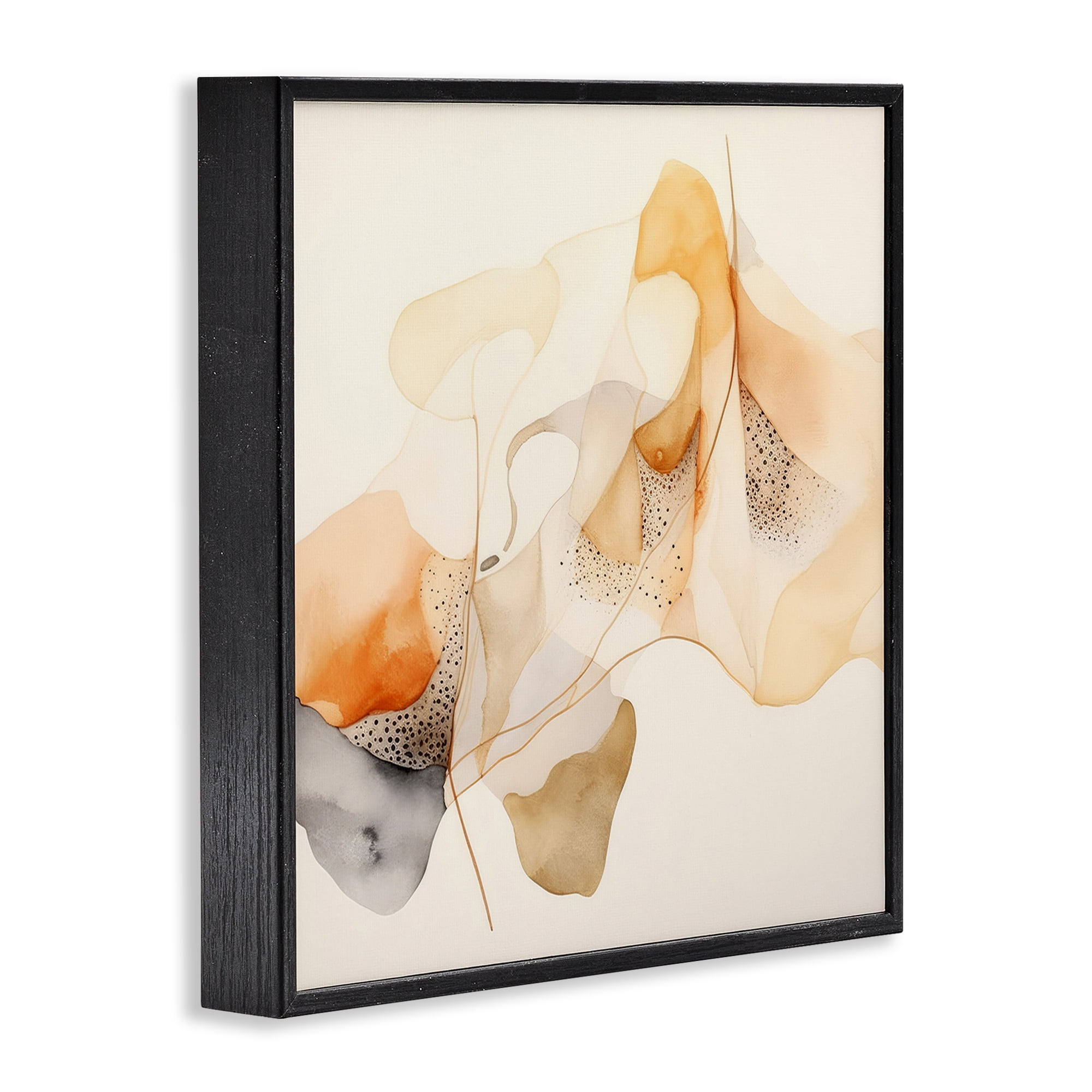 Stupell Industries Blush Fluid Abstraction Abstract Painting Black Framed Art Print Wall Art, 17 x 17