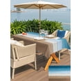 thumbnail image 6 of 60x102 Inch Outdoor Tablecloth with Umbrella Hole Zipper Rectangle Blue Beige Brown Rectangular Tablecloths Outside Waterproof Country Retro Gradient Wooden Grain Patio Table Cover for Picnic Party, 6 of 8