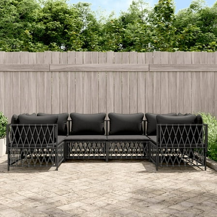 vidaXL 6 Piece Patio Lounge Set with Cushions Anthracite Steel