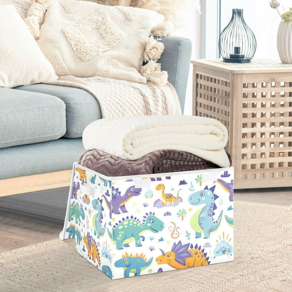 Cute Cartoon Dinosaurs Storage Basket Foldable Laundry Basket Shelf Kids Toy Storage Container Organizer with Handles