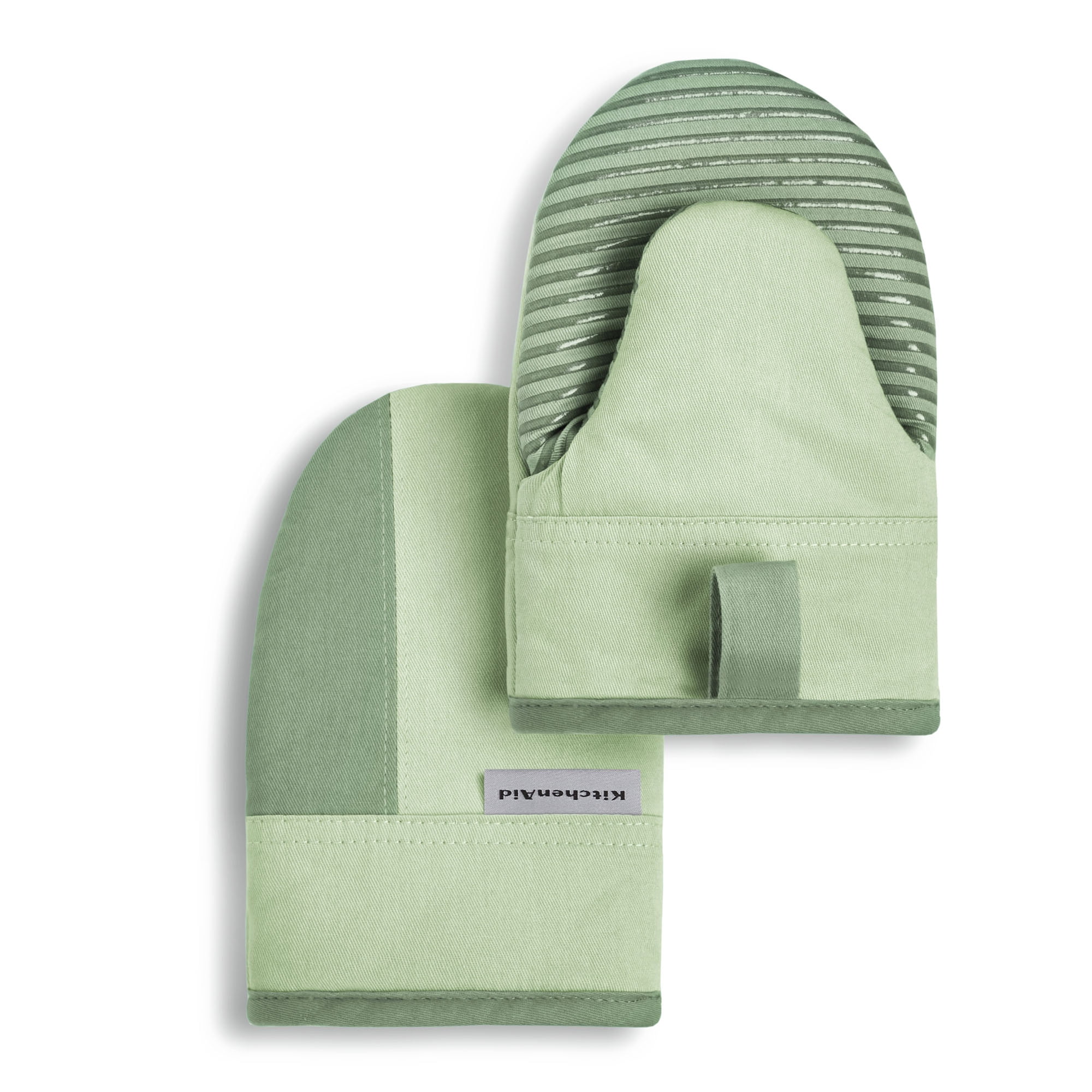 KitchenAid Beacon Two-Tone Mini Oven Mitt 2-Pack Set, Pistachio/Graphite Green, 5.5"x8"