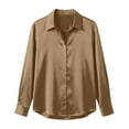 thumbnail image 5 of NTACZA Tops for Women Trendy Silk Work Business Casual Blouse Button Down Loose Satin Womens Shirts Casual L, 5 of 5