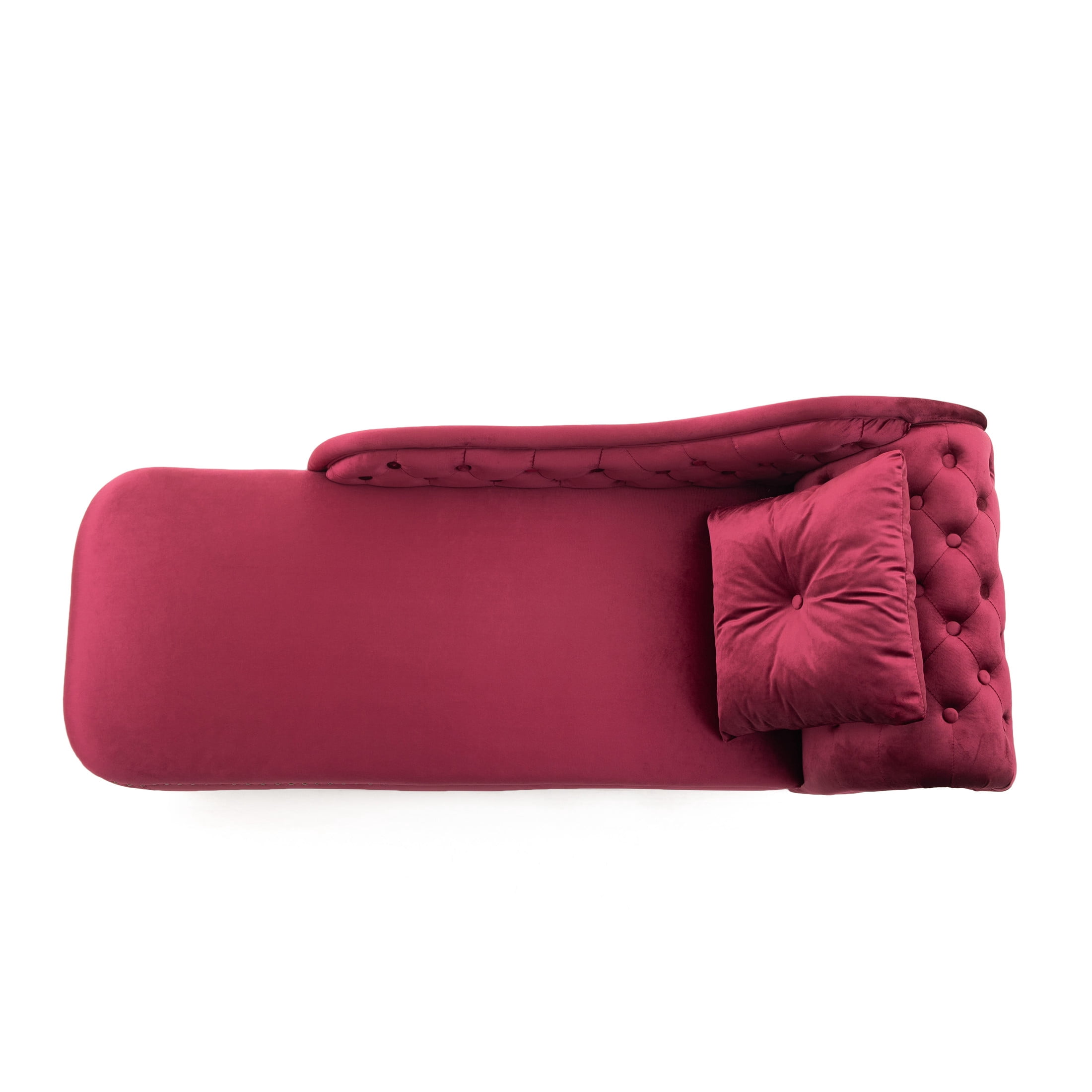 Christopher Knight Home 62" Luxury Velvet Chaise Lounge Bench with Pillow, Right Scrolled Backrest & Nailhead Trim, Burgundy