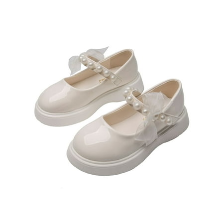

Eloshman Children Flats Ankle Strap Mary Jane Sandals Comfort Dress Shoes Wedding Casual Princess Leather Shoe Lightweight White 1Y