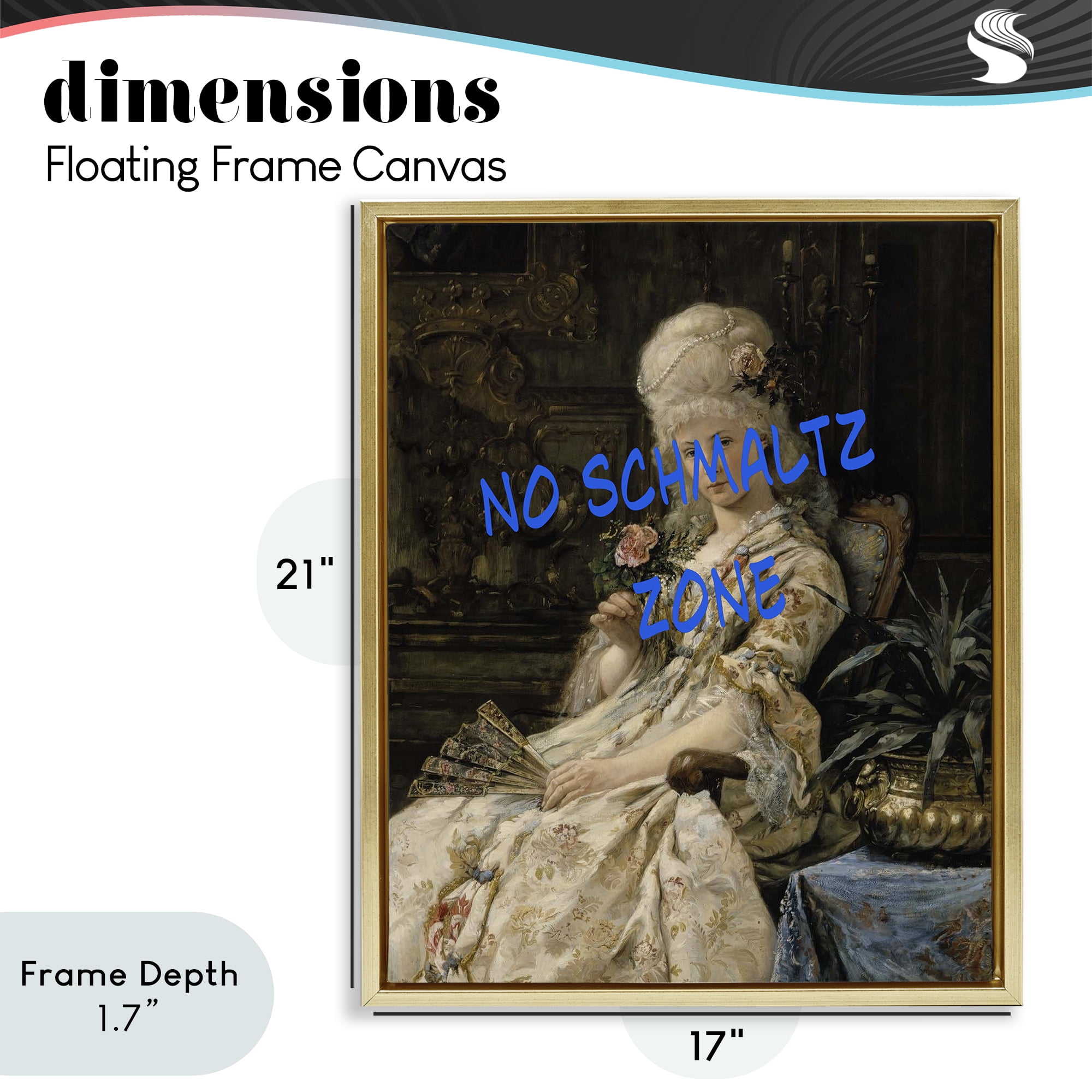 Stupell Industries Iconic No Schmaltz Zone Gold Framed Floater Canvas Wall Art, design by Grotto Studios