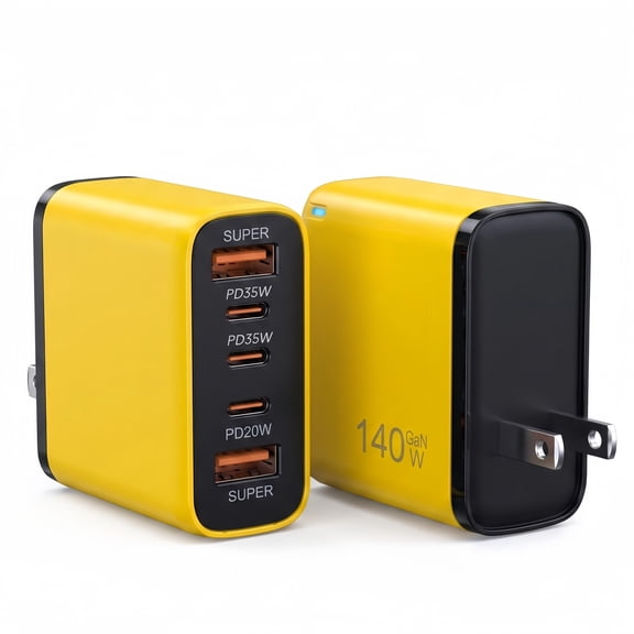 140W GaN USB C Charger Laptop Fast Charger PD PPS 5-Port USB C Wall Charger Power Adapter - Yellow