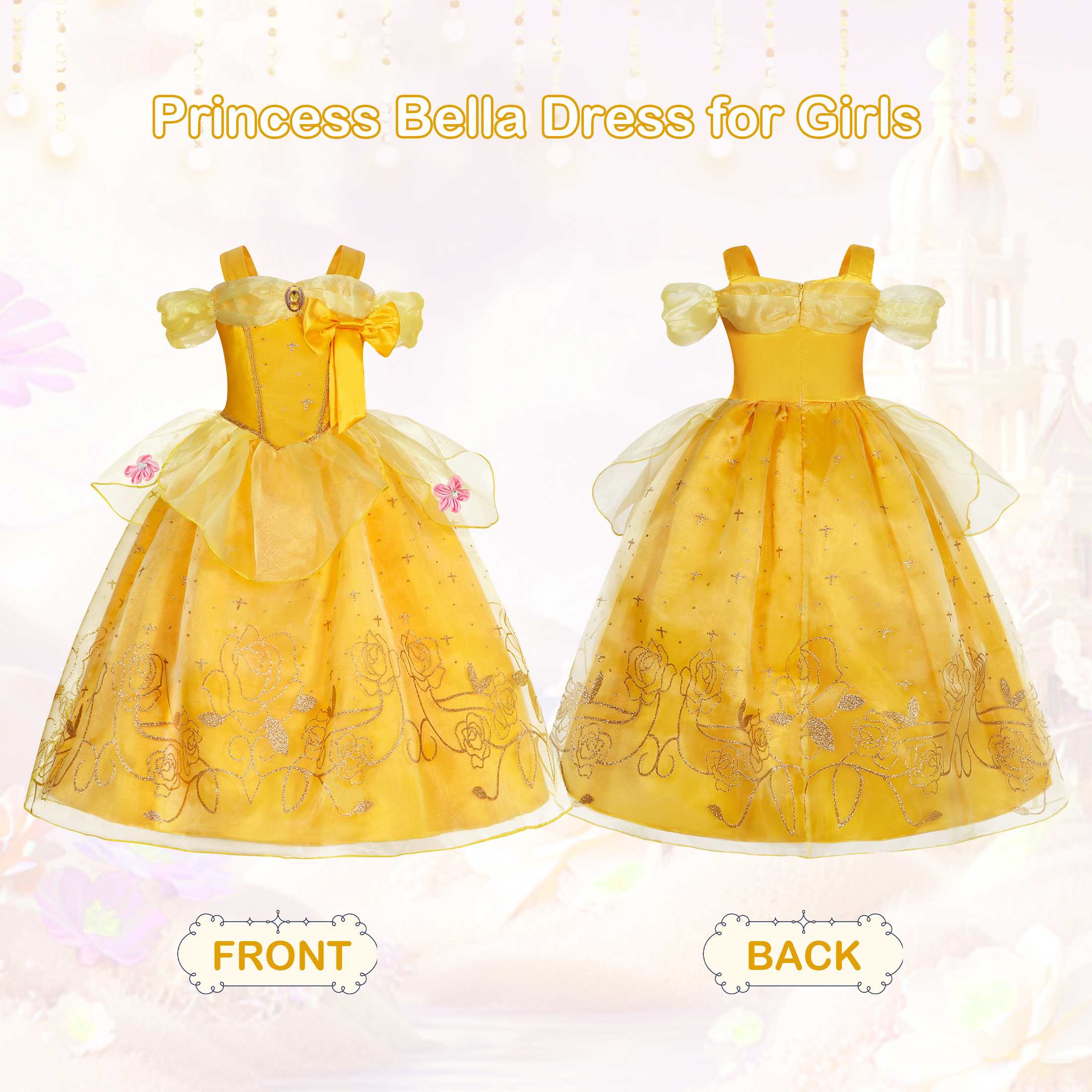 Jurebecia Princess Dress with Accessories, Yellow photo 3