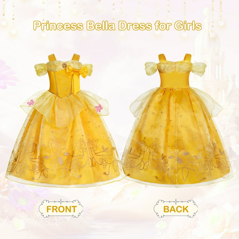 Jurebecia Belle Dress for Girls Princess Costume Off Shoulder Layered Tulle  Birthday Party 120 cm 5-6 Years - Walmart.com