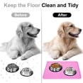 thumbnail image 6 of Rirool Silicone Dog Cat Bowl Mat - 18.5" x 11.5" - Non-Slip Waterproof Pet Feeding Mat - Black - Pink, 6 of 7