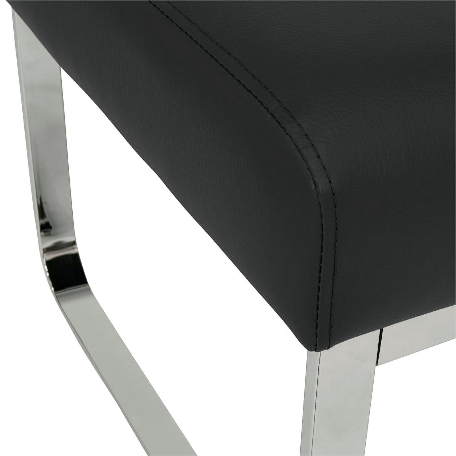Studio Designs Home Allure Modern Rectangular Ottoman in Blended Leather & Chrome