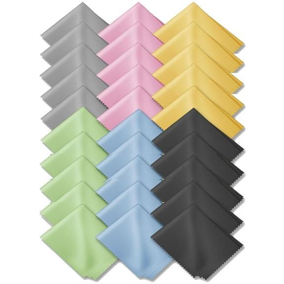 MRSXXNTY 30 Pack Assorted Colors Microfiber Cleaning Cloths - Safe and Effective Cleans Lenses, Glasses, Screens, Cameras, Eyeglasses, Cell Phone, LCD TV Screens and More (5.91X7.09)