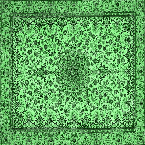 Ahgly Company Indoor Square Medallion Emerald Green Traditional Area Rugs, 3' Square