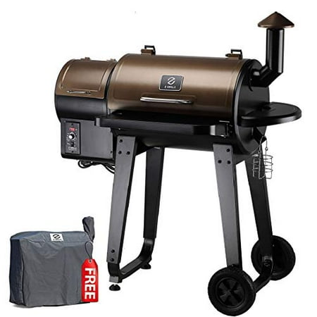 Z GRILLS ZPG-450A Wood Pellet Grill & Smoker 6 in 1 BBQ Grill Auto Temperature Control, 450 Sq in Bronze