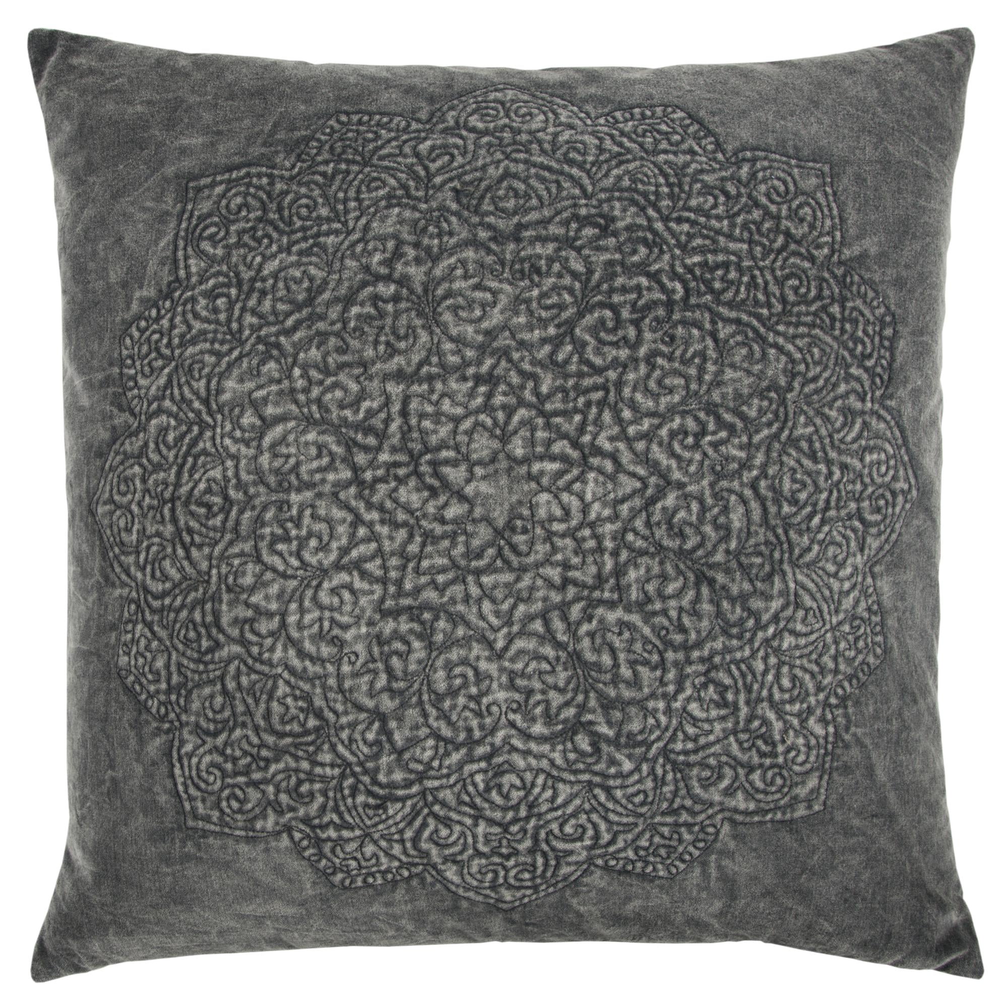 Orange Rizzy Home T06256 Printed with Applique and Slight Embroidery with Cording Details Decorative Pillow 18 by 18-Inch