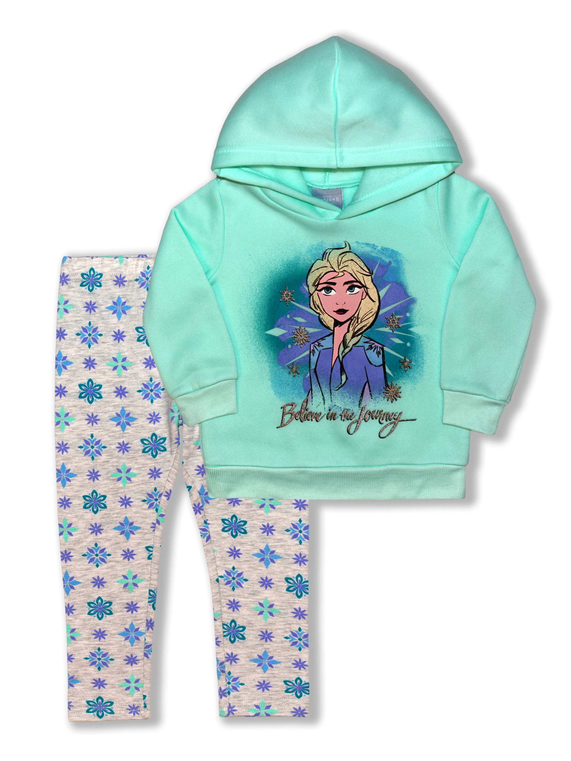 Disney Princess Girl's 2-Piece Zip Up Hoodie and Crewneck Sweatshirt Set