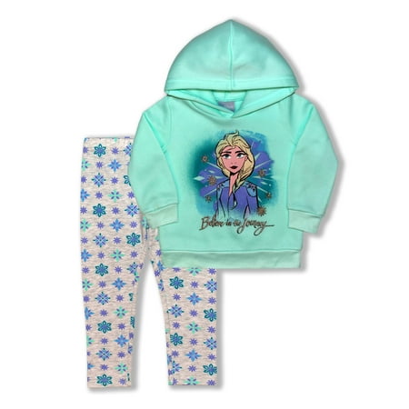 Frozen 2 Toddler Girls' Fleece Pullover Hoodie Sweatshirt & Leggings, 2-Piece Set (2T-4T)