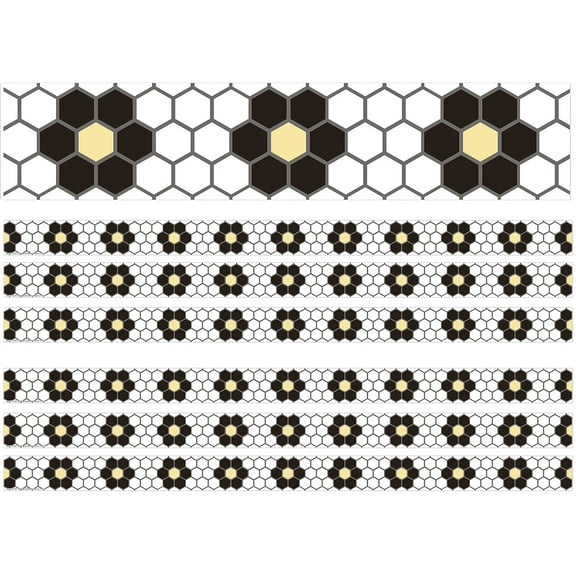 Eureka The Hive Floral Mosaic Deco Trim, 37 Feet Per Pack, 6 Packs