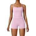 thumbnail image 4 of Lkhaha 2 Pieces Workout Sets for Women Cross Back Tank Top Matching High Waist Booty Lifting Biker Shorts Gym Yoga Pilates Pink XL, 4 of 4