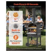 Outdoor Pizza Oven 12, Pellet Wood Fired Pizza Oven, 1000°F, Portable Pizza Maker with Wheels, Wood Burning Oven for Pizza, Bread, BBQ