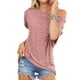 thumbnail image 3 of Top tipo túnica con manga de muñeca,Camiseta con botones laterales para mujer, camiseta holgada de verano con hombros descubiertos para mujer, características mejoradas, 3 of 6