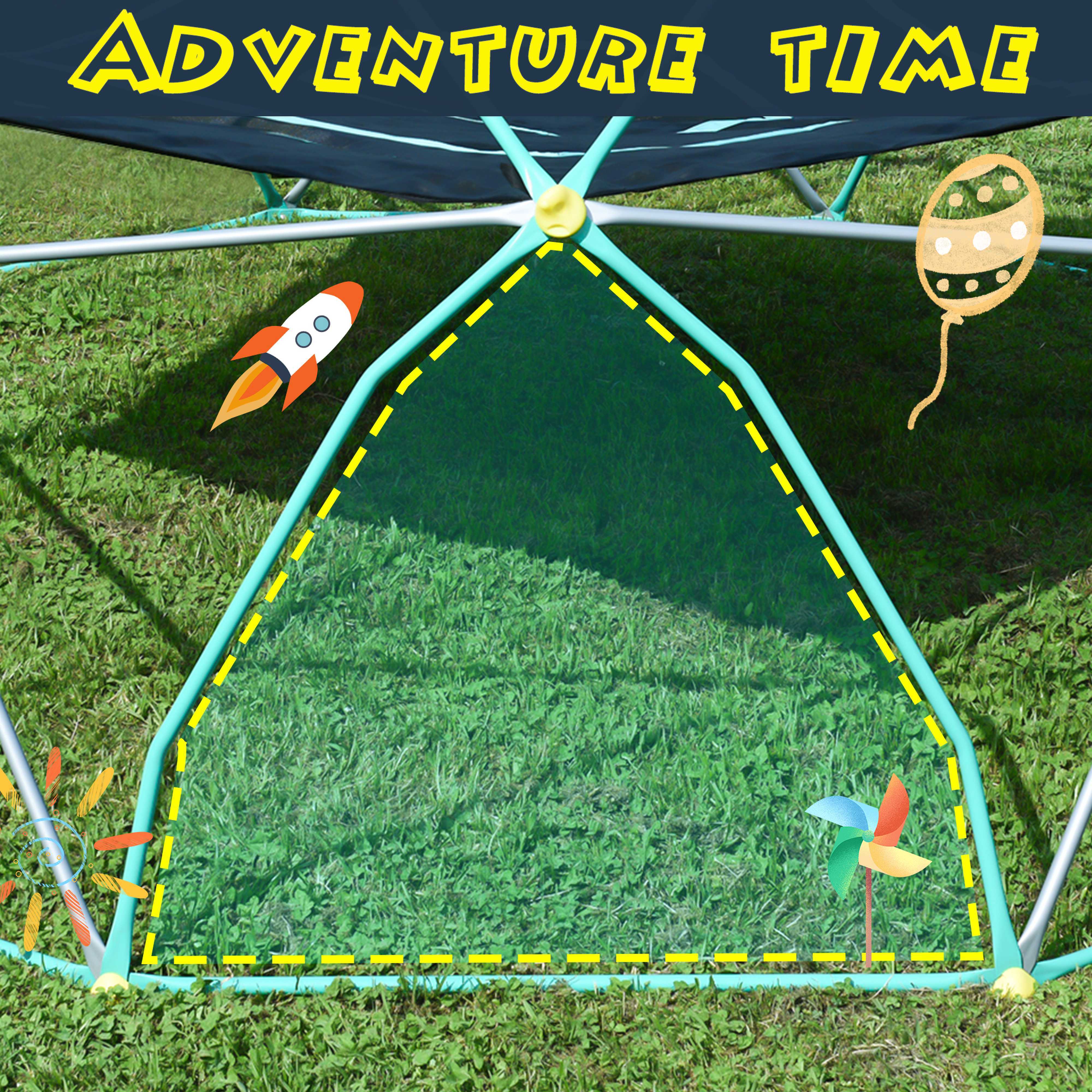 EUROCO 1000LBS 13 FT Outdoor Dome Climber for 5-7 Kids, Jungle Gym with Hammock for Kids Outdoor Play Equipment , Anti-Rust, UV Resistant, Easy Assembly, Age3+, Green